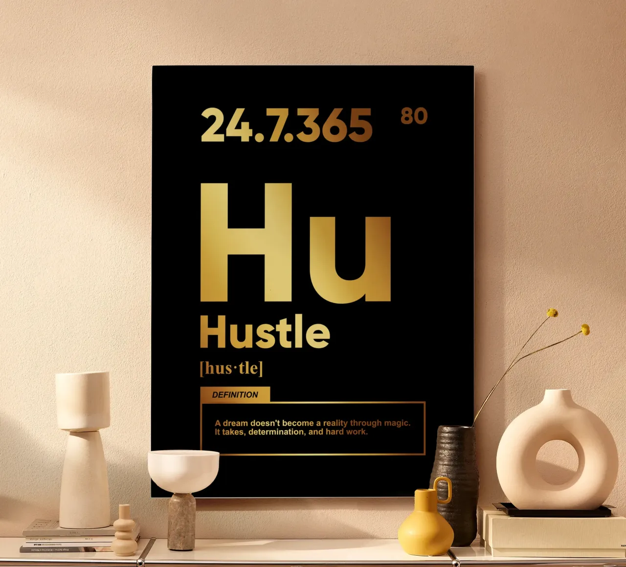 Hustle Definition | Motivationszitat Alu-Dibond von Inspirify