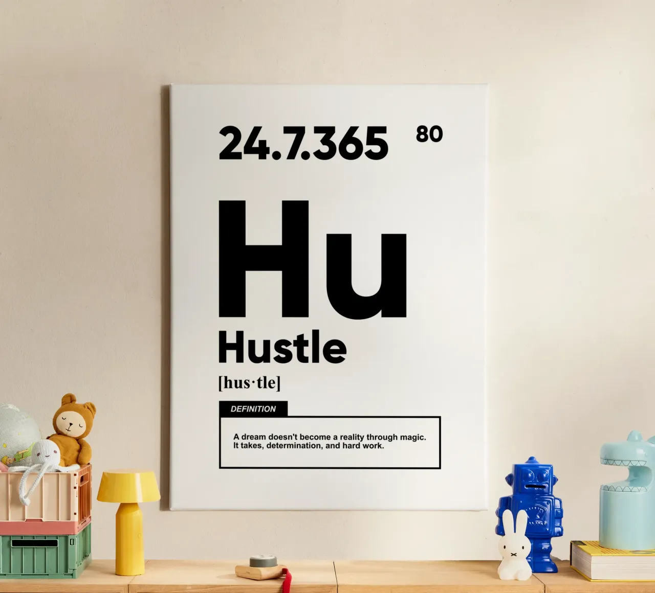 Hustle Definition | Motivational Quote canvas with Floater frame by Inspirify