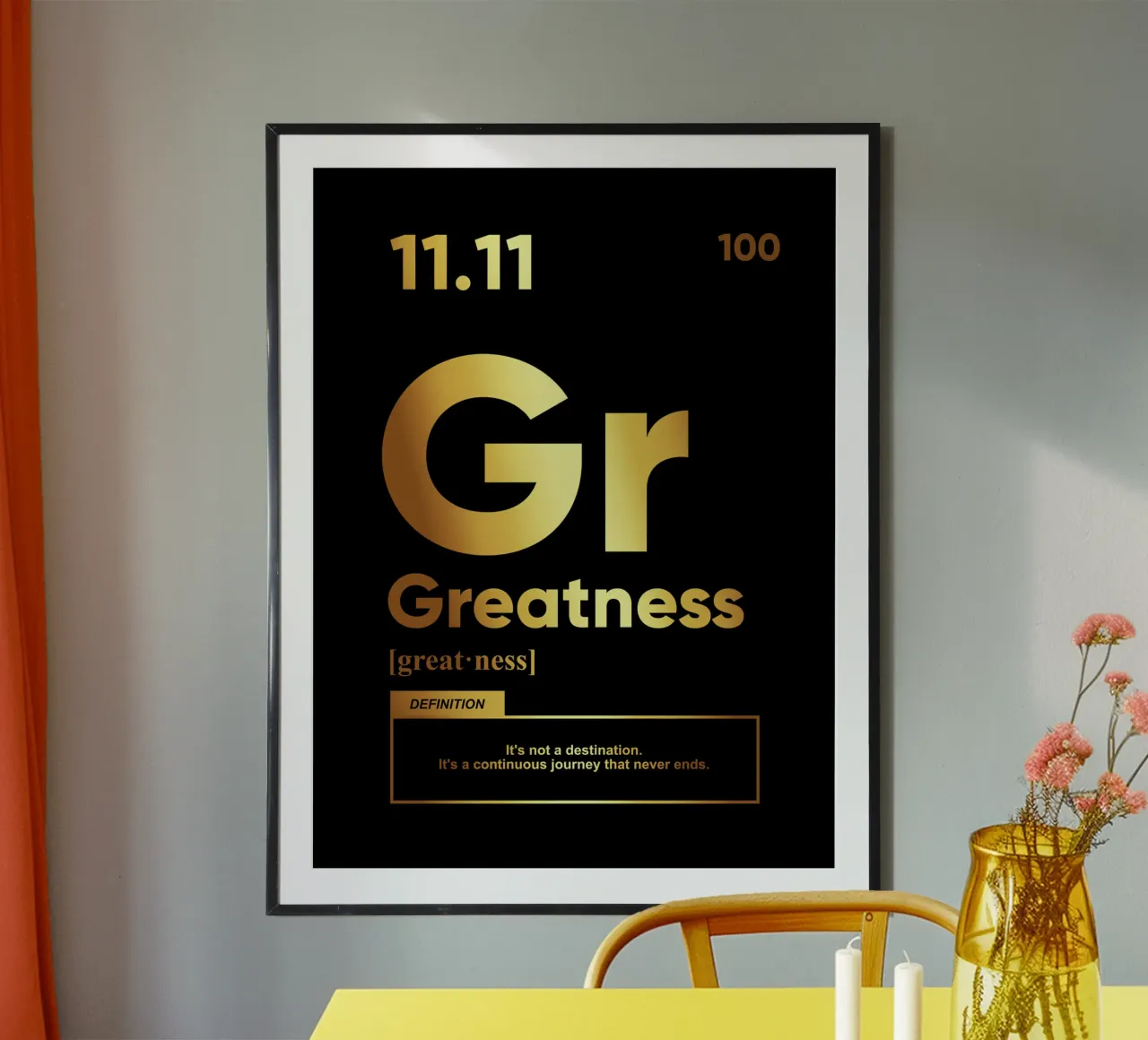 Definizione di grandezza | Citazione motivazionale poster con telaio in plastica da Inspirify