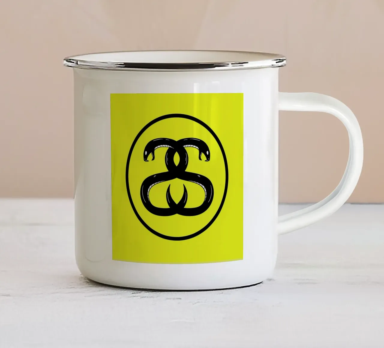 Double Snakes taza de esmalte de Zhi Yun Zhang