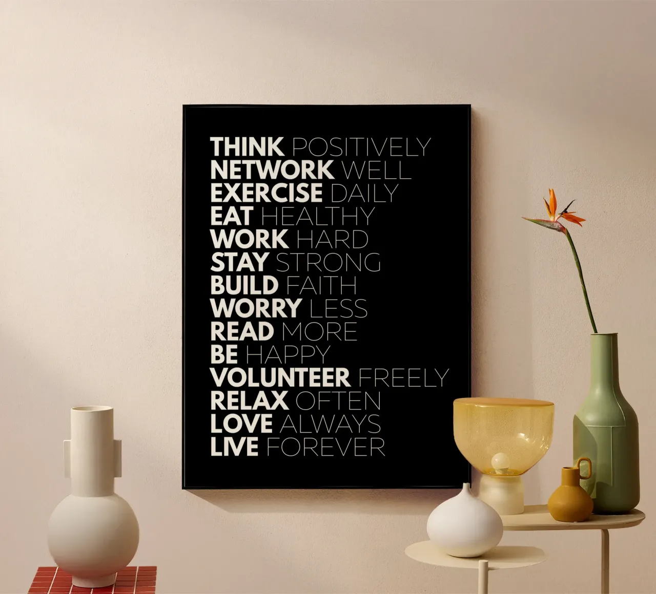 Denk positief | Motiverende Citaat acryl van Inspirify