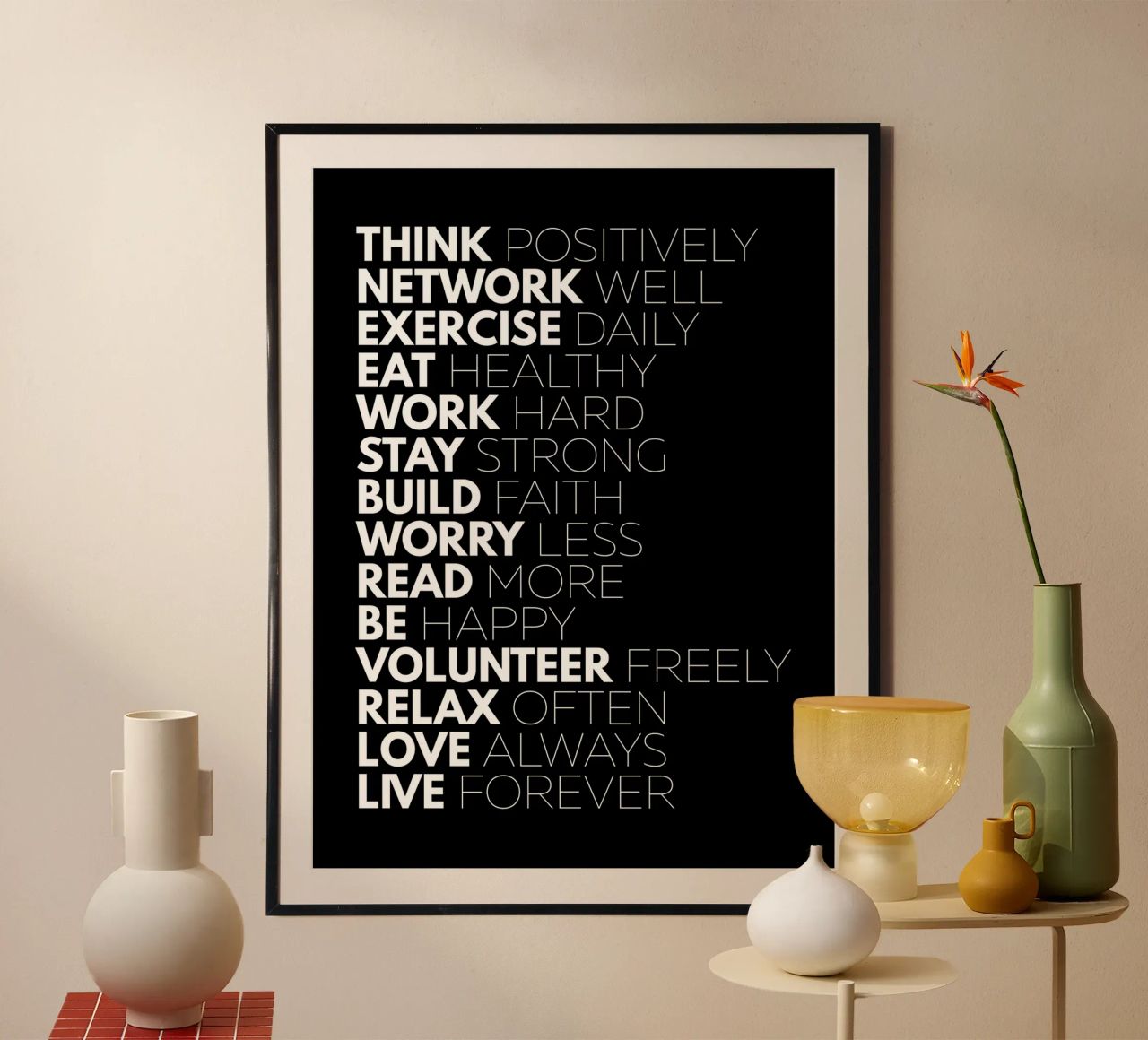 Positiv denken | Motivationszitat Poster von Inspirify
