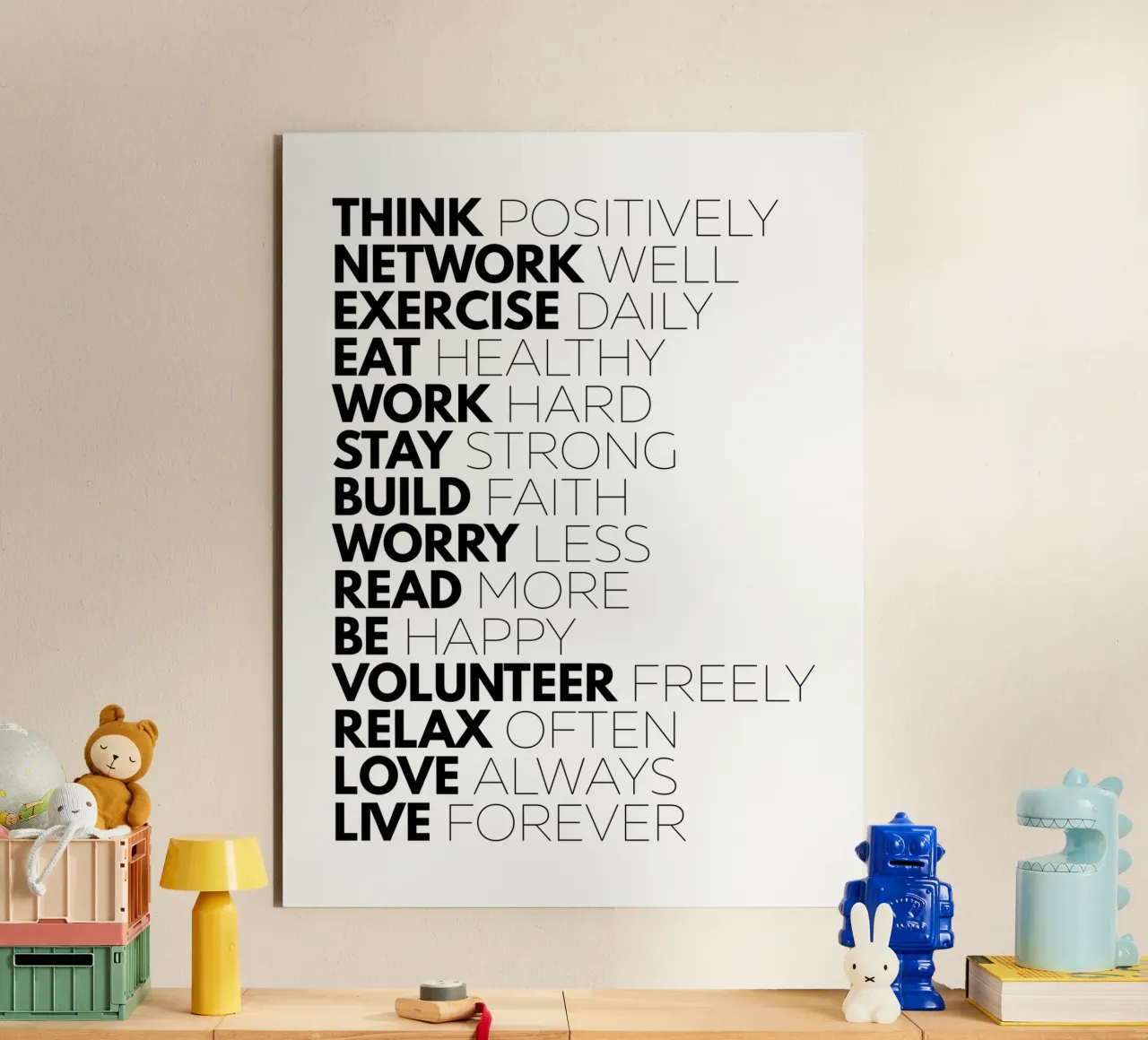 Pensare positivamente Fare rete bene | Citazione motivazionale alluminio dibond da Inspirify