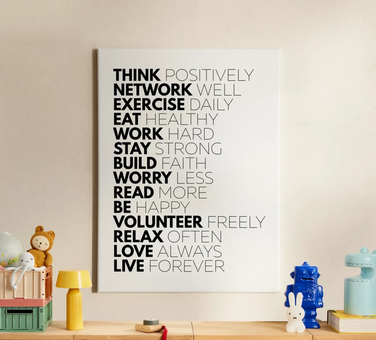 Denk positief Netwerk Goed | Motiverende Citaat canvas van Inspirify