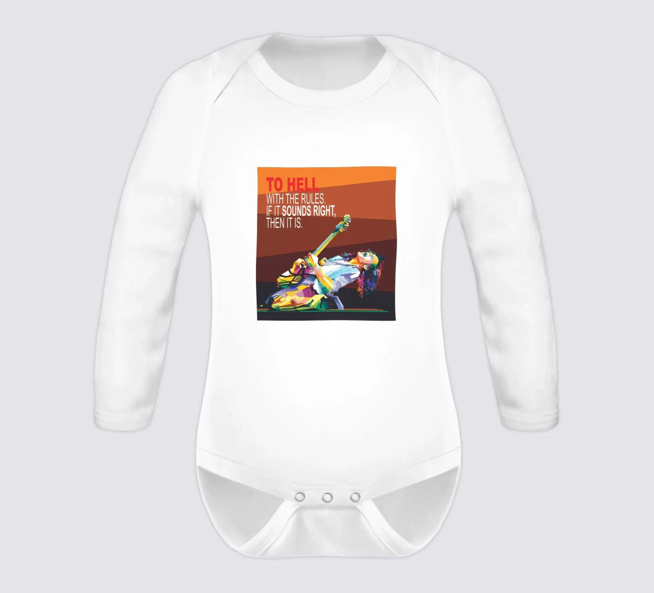 To hell with the rules. If it sounds right, then it is. long-sleeve baby romper by Alkahfsmart