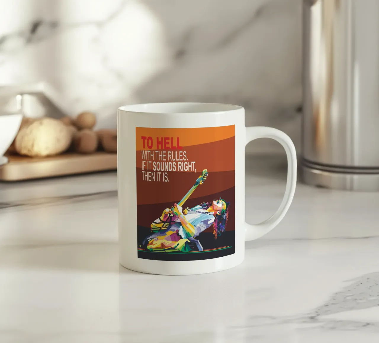 Zum Teufel mit den Regeln. Wenn es sich richtig anhört, dann ist es das auch. Keramik Tasse von Alkahfsmart