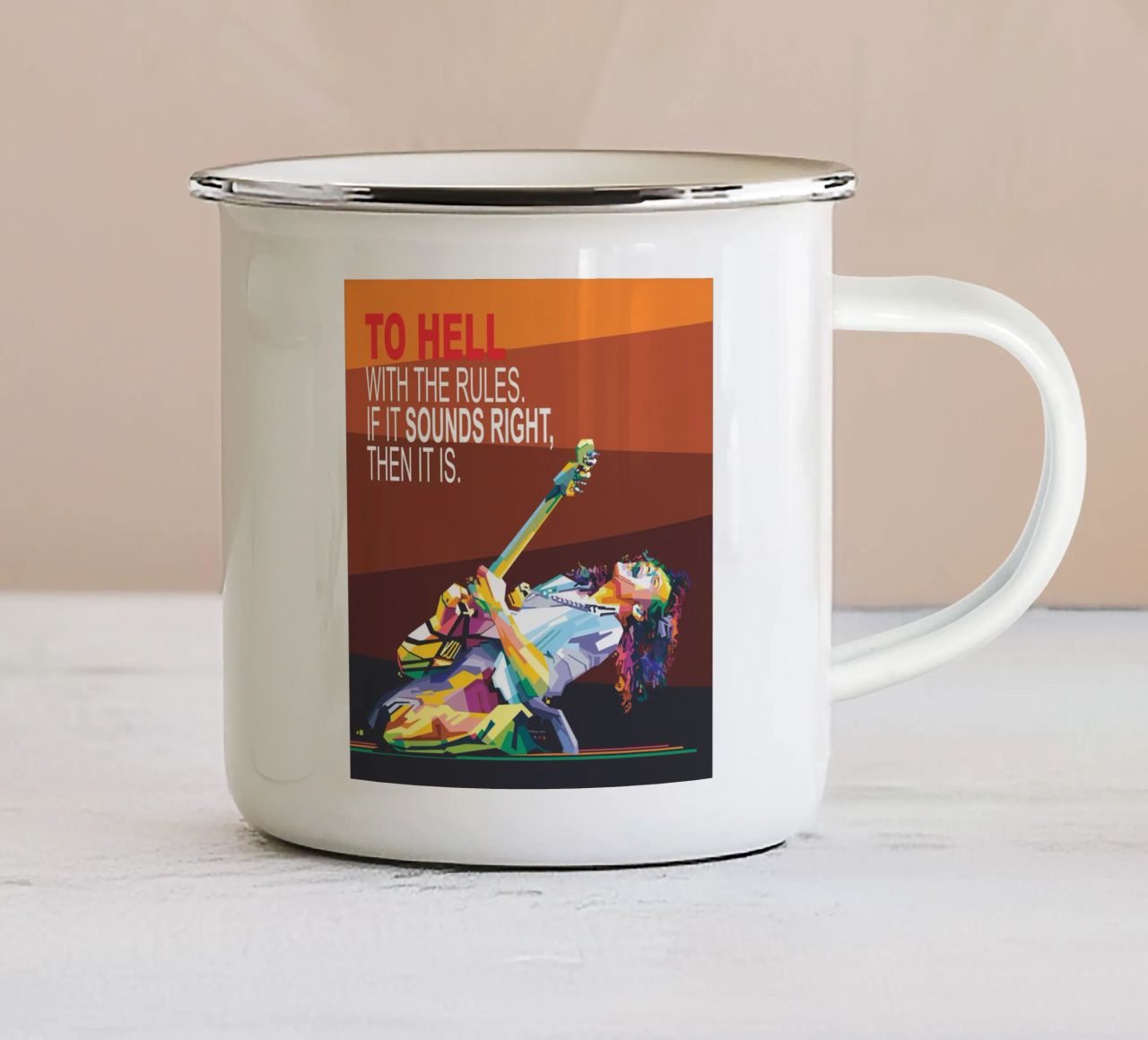 To hell with the rules. If it sounds right, then it is. enamel mug by Alkahfsmart