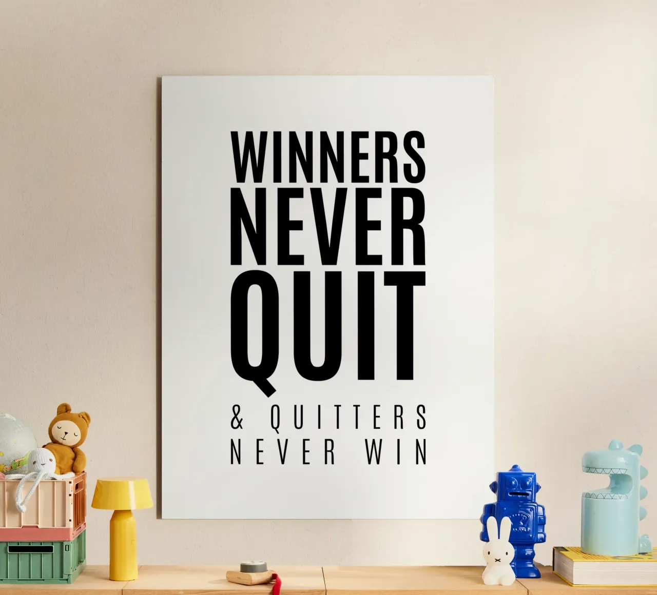 Winners Never Quit & Quitters Never Win | Motivational Quote alu-dibond by Inspirify