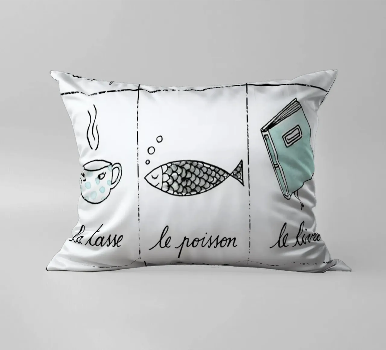 Petit cours de français 1 decorative cushion by Kera Till