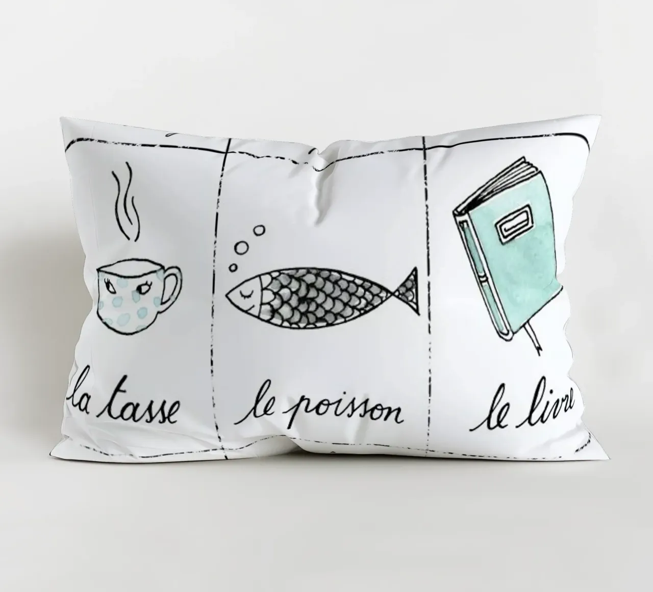 Petit cours de français 1 decorative cushion by Kera Till