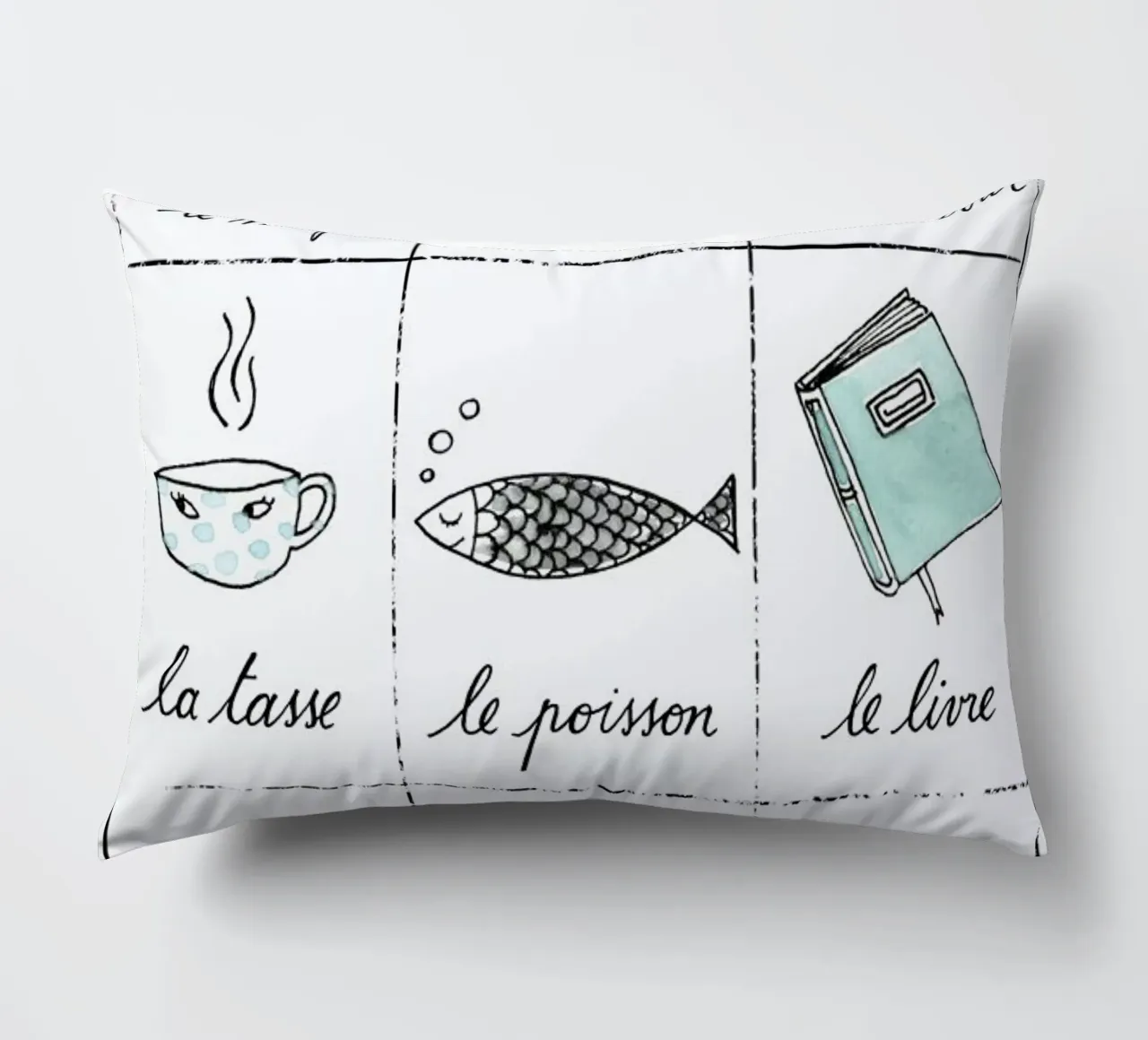 Petit cours de français 1 decorative cushion by Kera Till