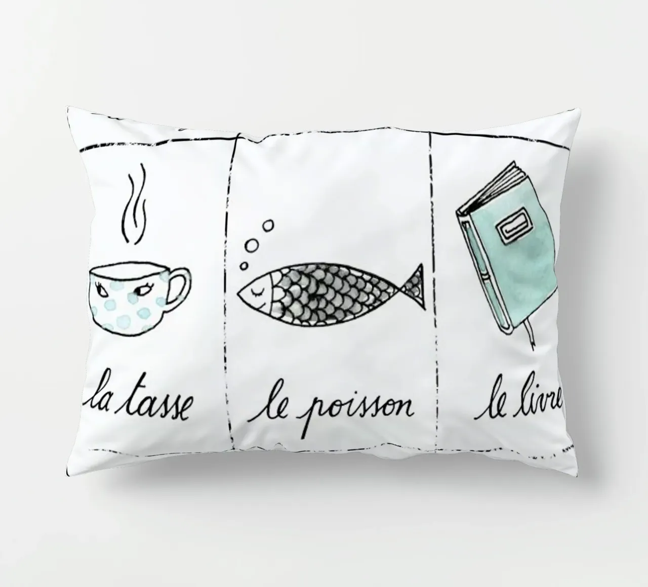 Petit cours de français 1 decorative cushion by Kera Till