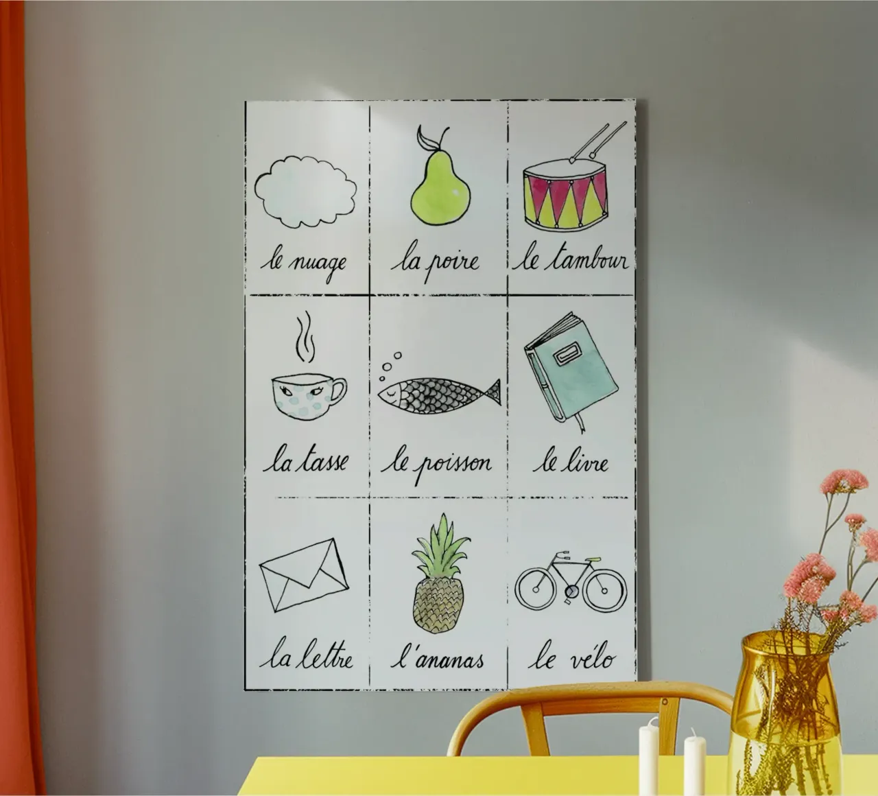 Petit cours de français 1 canvas met Baklijst van Kera Till