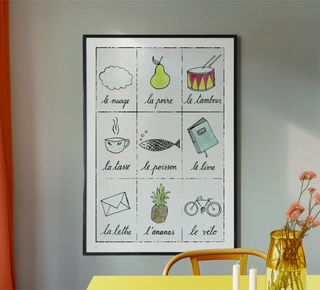 Petit cours de français 1 poster con telaio in plastica da Kera Till