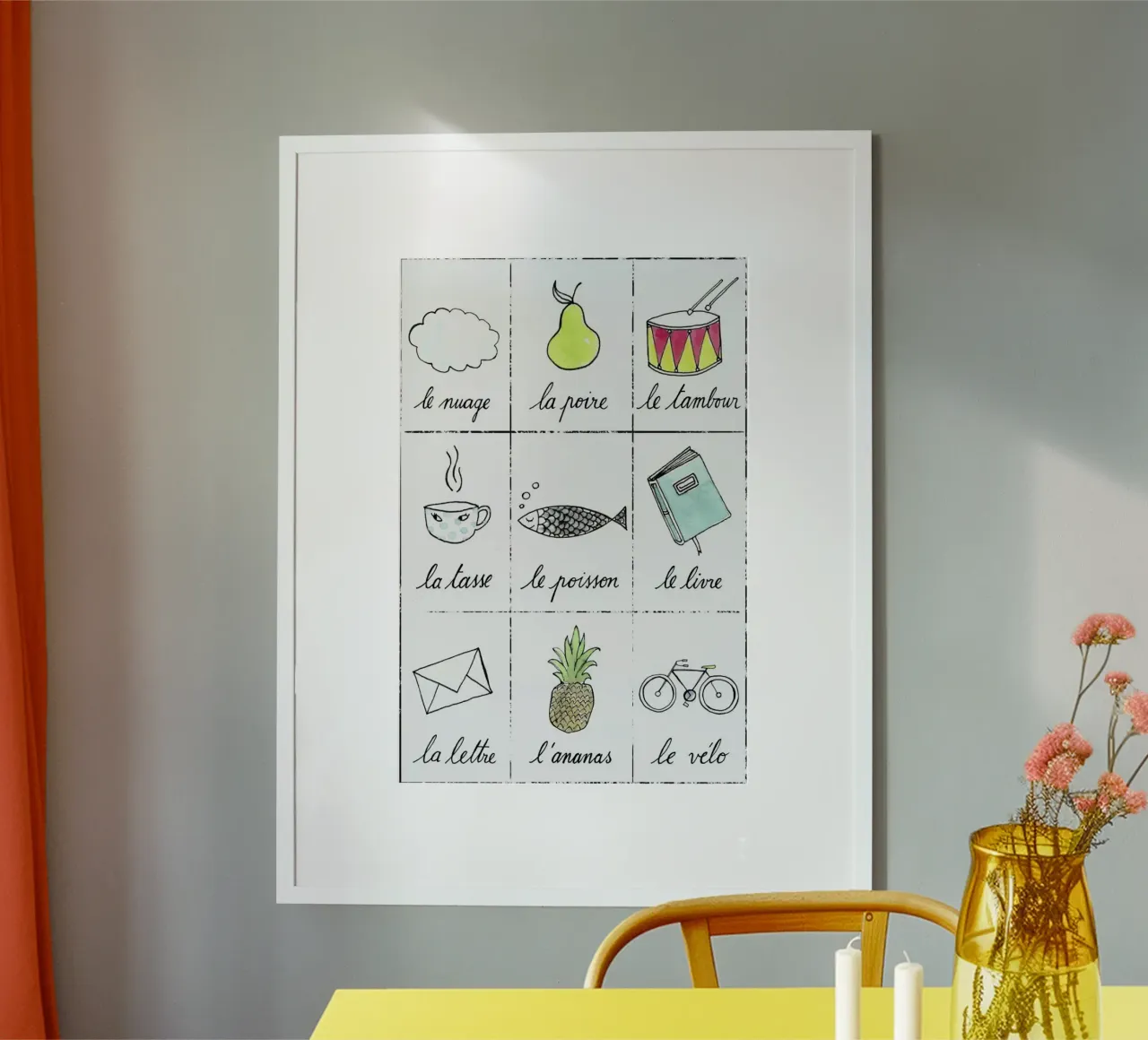Petit cours de français 1 poster con telaio in plastica da Kera Till