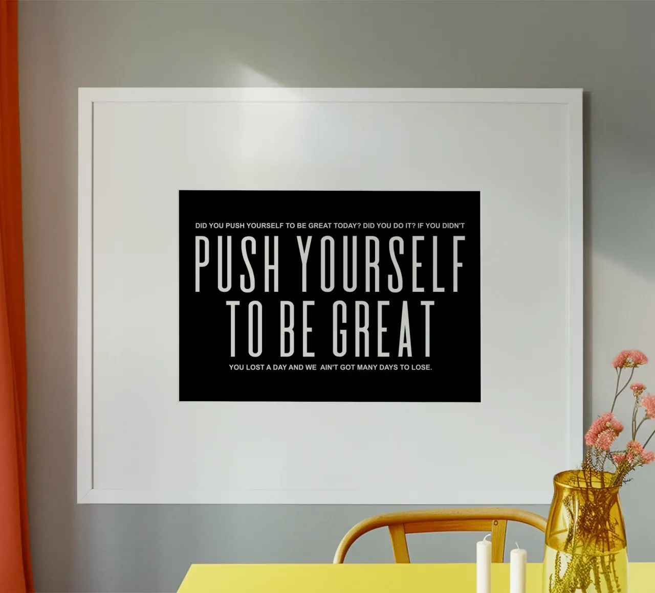 Push Yourself To Be Great | Motivationszitat Poster mit Kunststoffrahmen von Inspirify