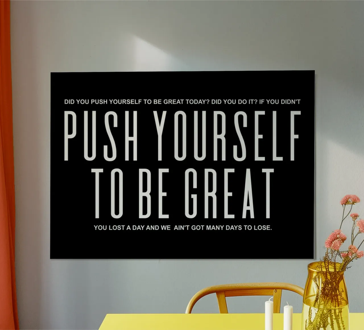 Push Yourself To Be Great | Motivationszitat Poster mit Kunststoffrahmen von Inspirify