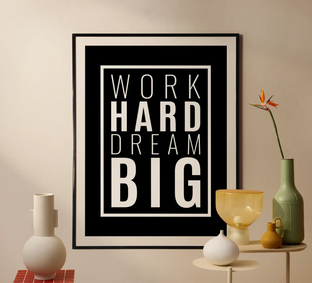Work Hard Dream Big | Motivational Quote hahnemühle by Inspirify