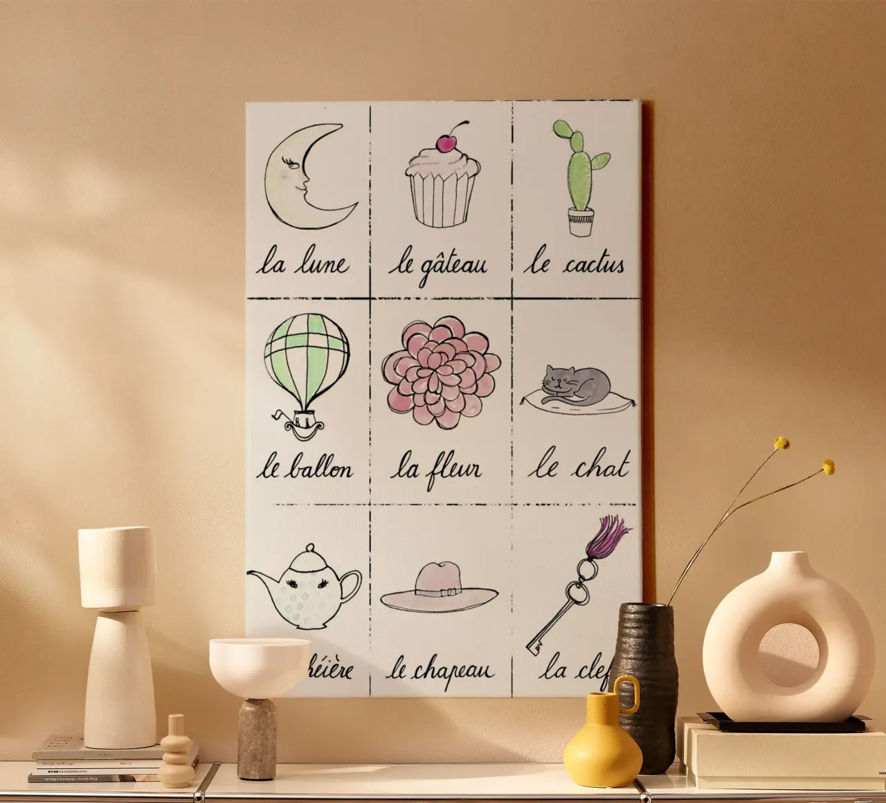 Petit cours de français 2 canvas met Baklijst van Kera Till