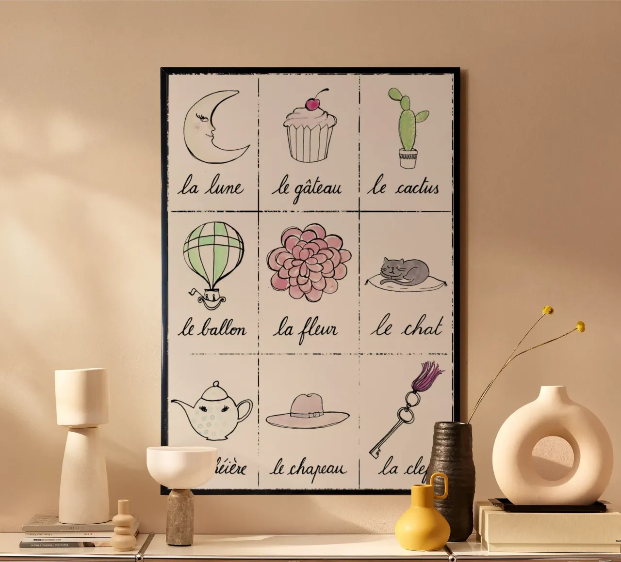 Petit cours de français 2 poster con telaio in plastica da Kera Till