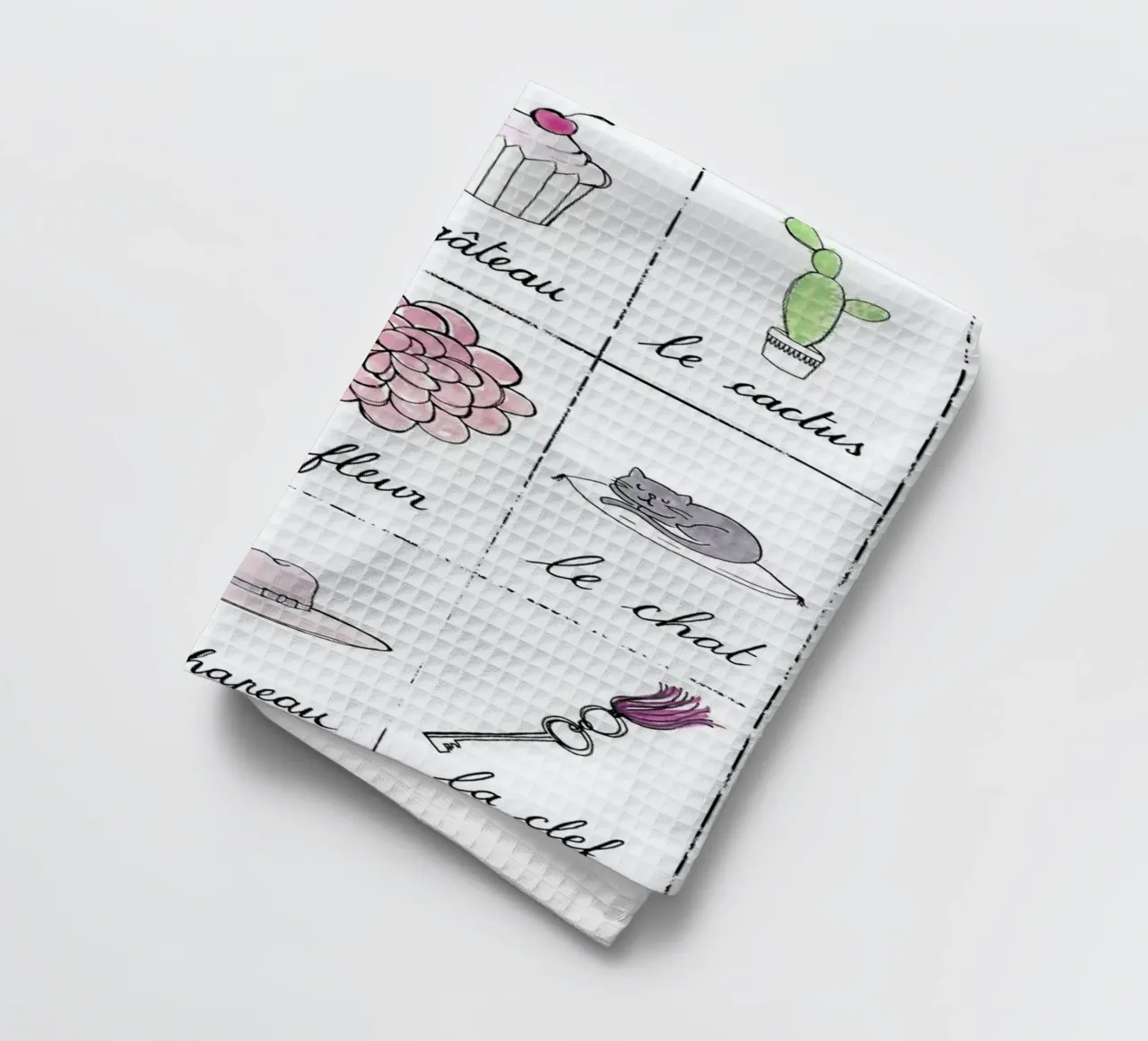 Petit cours de français 2 tea towel by Kera Till