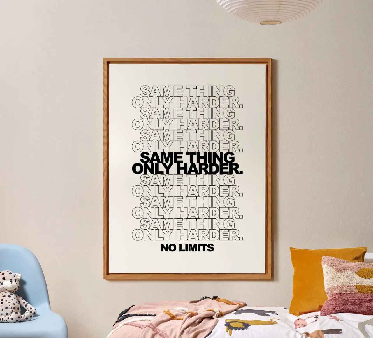 Same Thing Only Harder No Limits | Motivationszitat Alu-Dibond von Inspirify