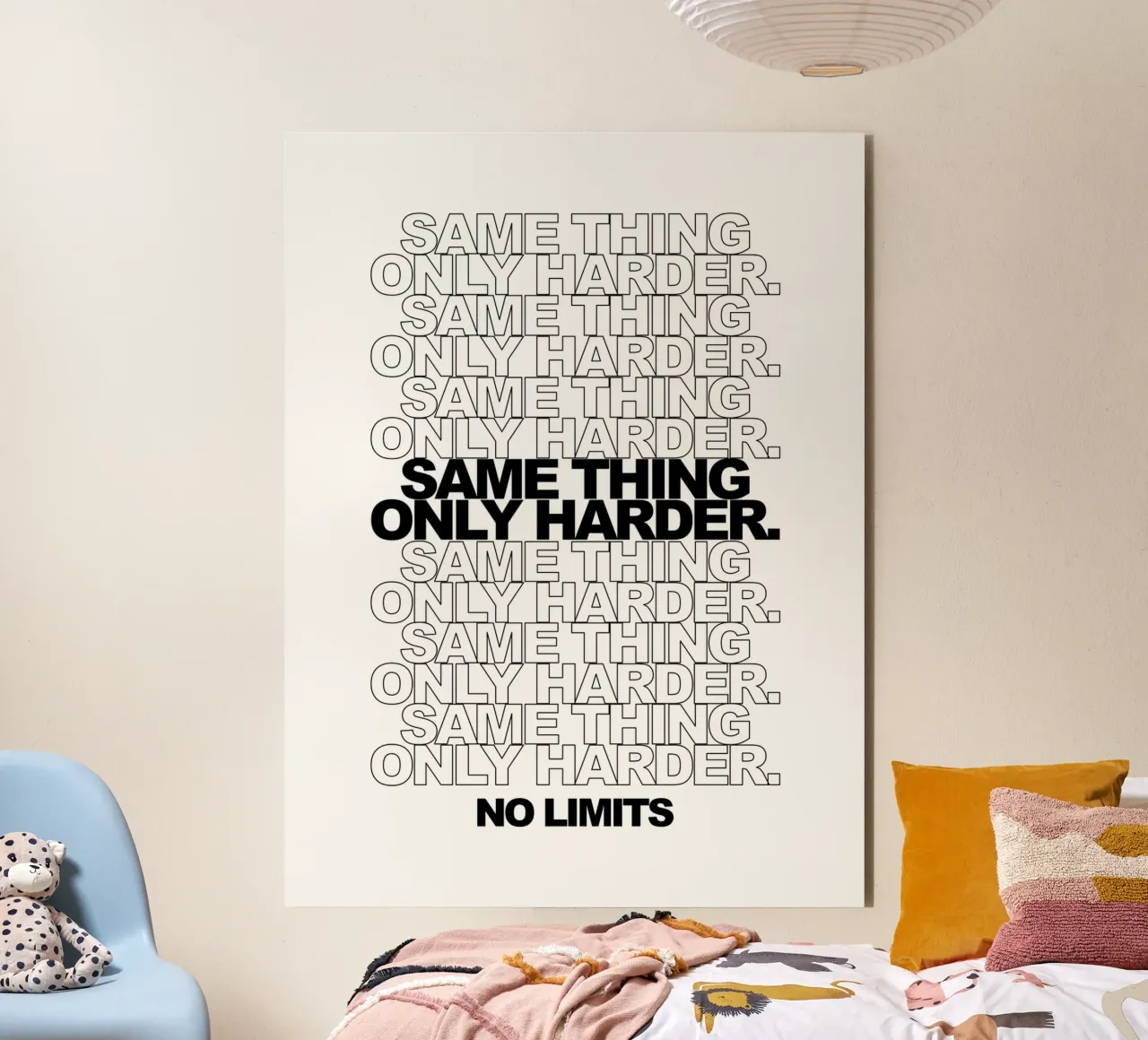 Same Thing Only Harder No Limits | Motivationszitat Alu-Dibond von Inspirify