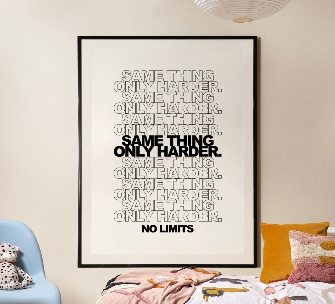 Same Thing Only Harder No Limits | Motivationszitat Poster von Inspirify