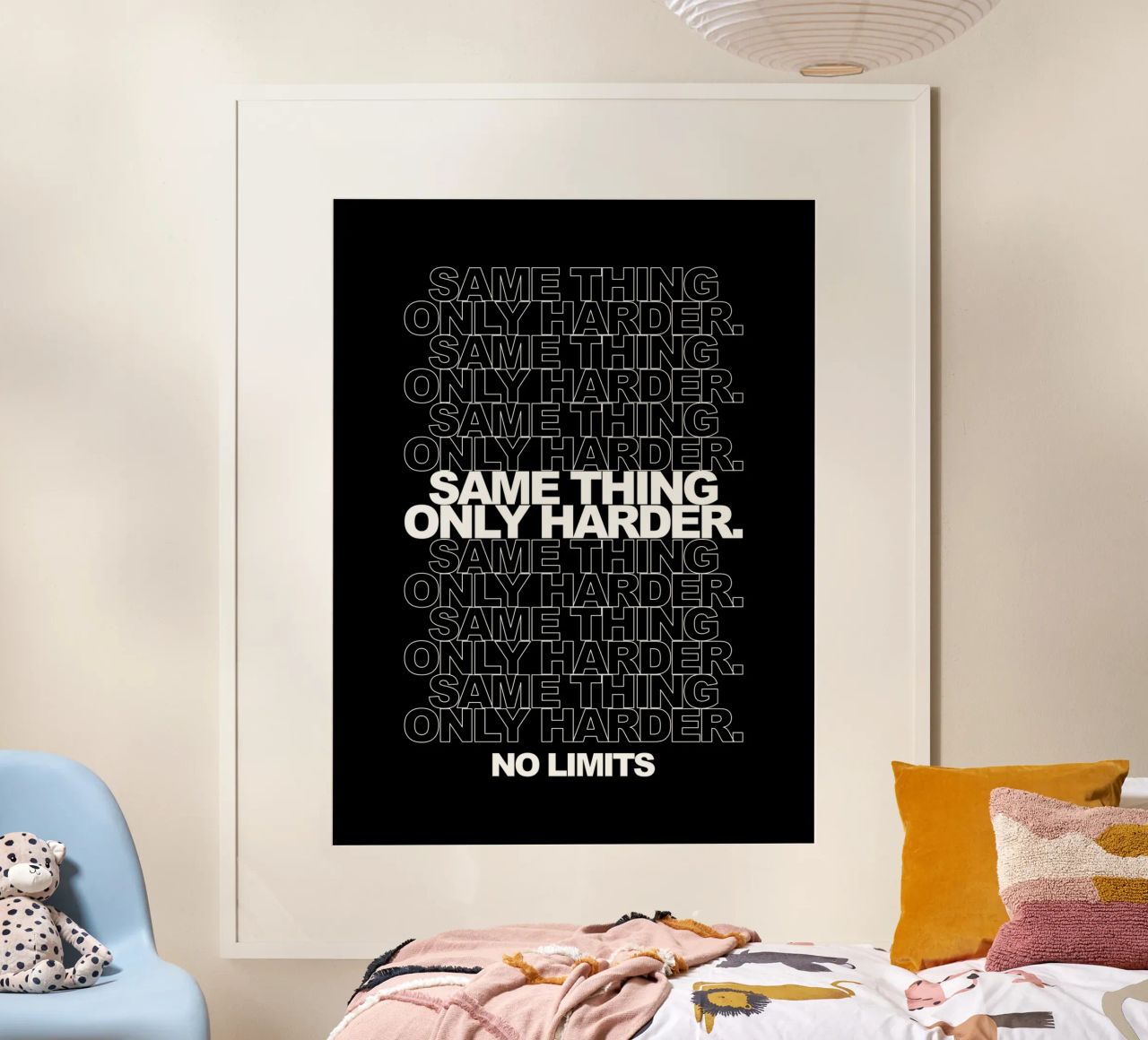 Same Thing Only Harder No Limits | Motivationszitat Poster von Inspirify