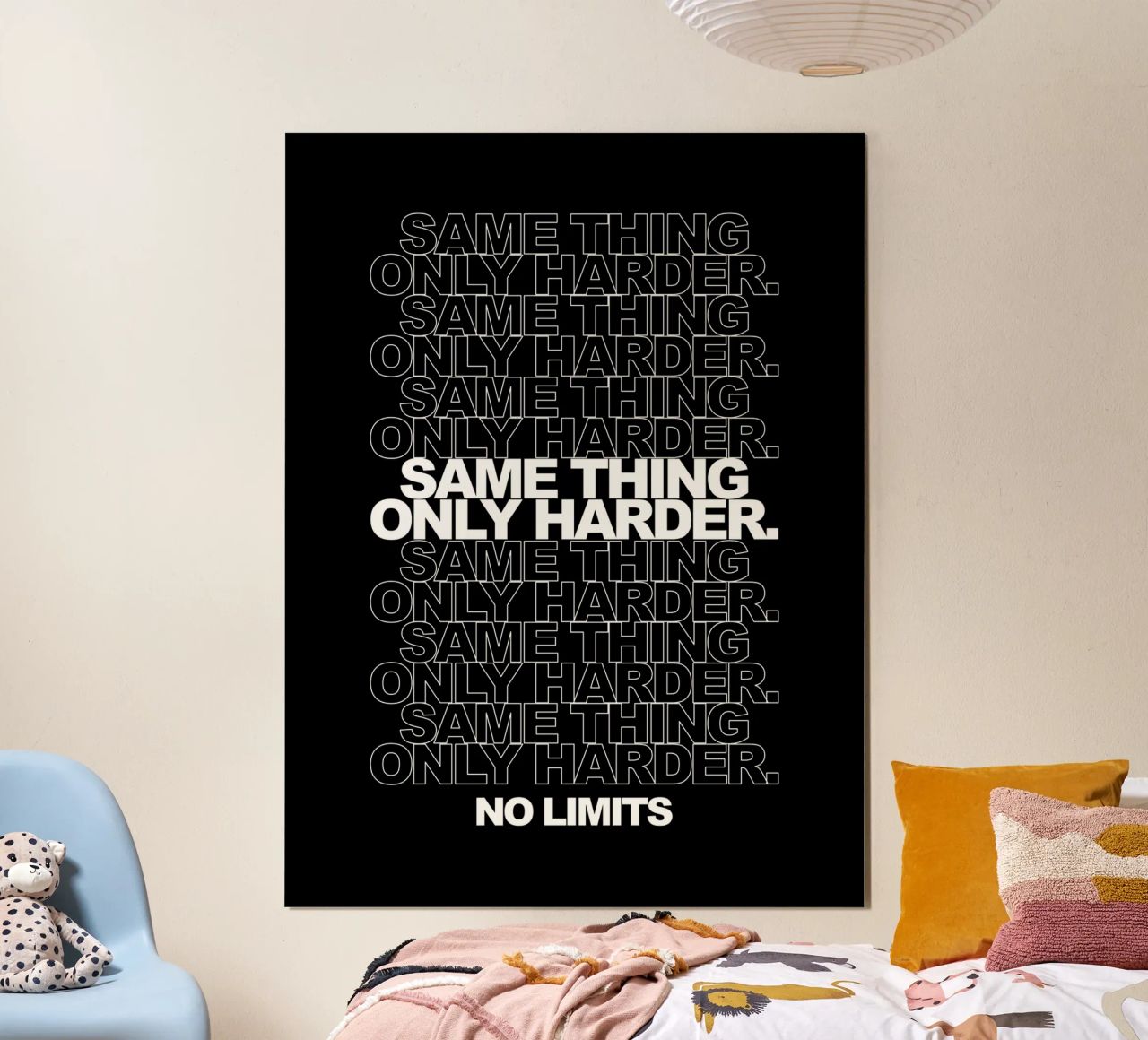 Same Thing Only Harder No Limits | Motivationszitat Poster von Inspirify