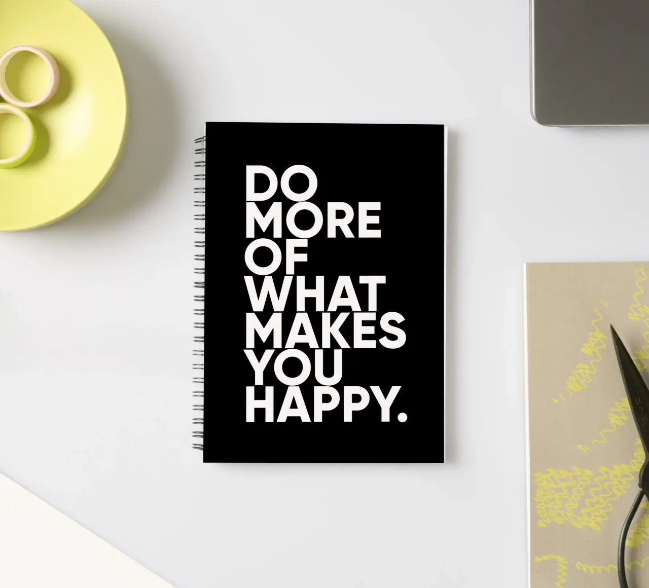 Do More Of What Makes You Happy | Motivational Quote spiral notebook by Inspirify