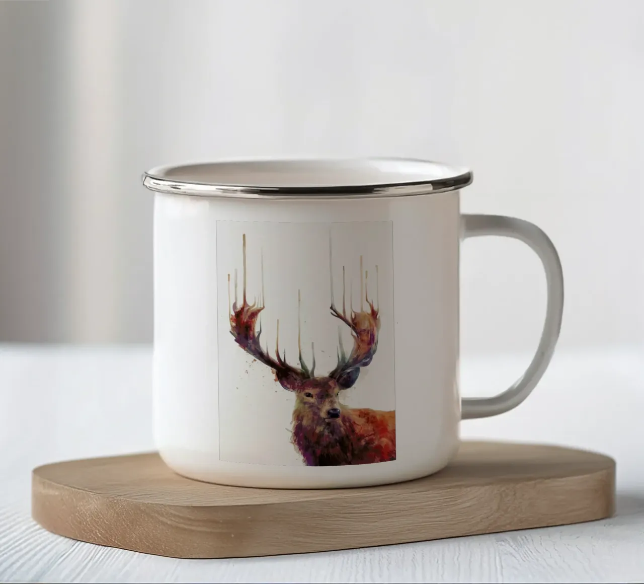 Red Deer taza de esmalte de Amy Hamilton