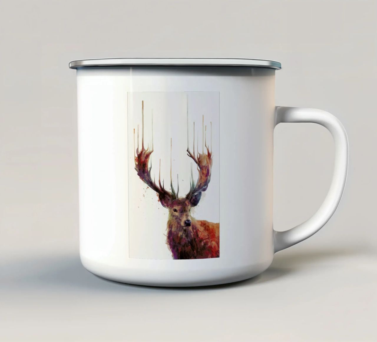 Red Deer tazza in smalto da Amy Hamilton