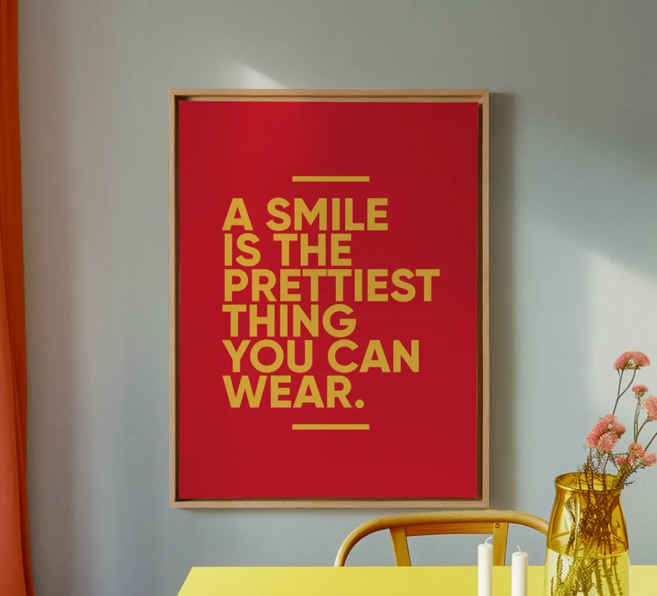 A Smile Is The Prettiest Thing You Can Wear | Motivational canvas with Floater frame by Inspirify
