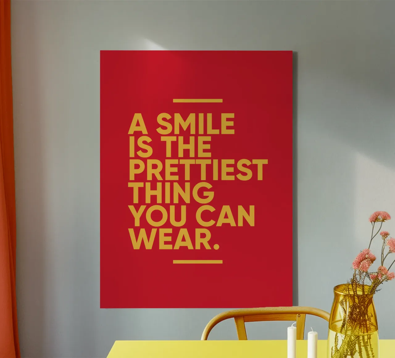 A Smile Is The Prettiest Thing You Can Wear | Motivational canvas with Floater frame by Inspirify