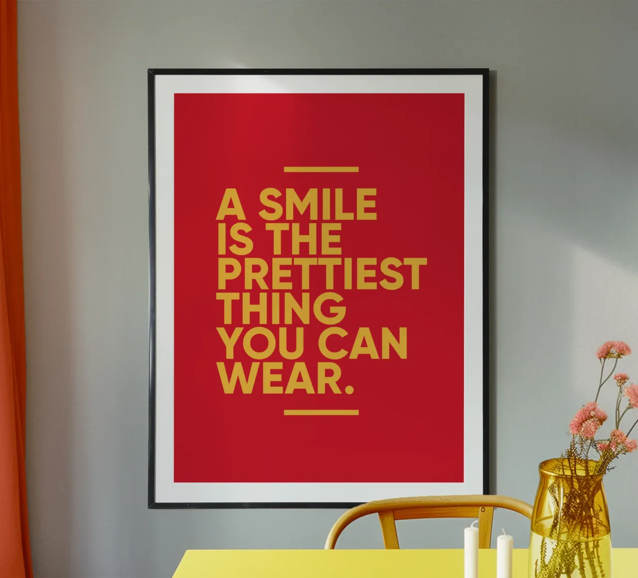 Un sourire est la plus belle chose que vous puissiez porter | Motivation poster avec cadre en plastique de Inspirify