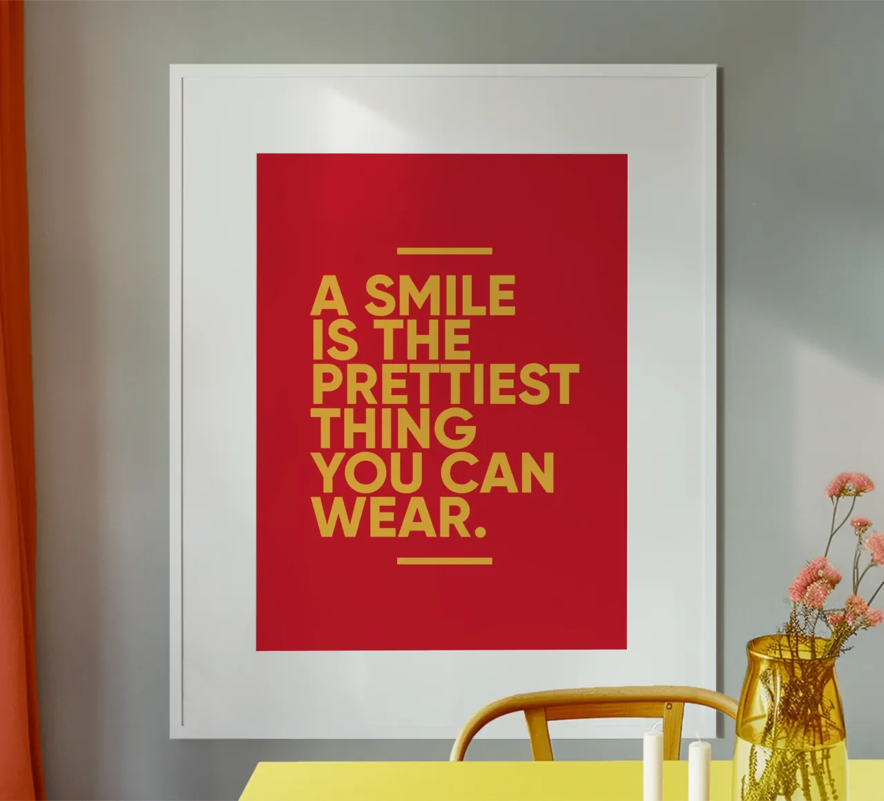 Un sourire est la plus belle chose que vous puissiez porter | Motivation poster avec cadre en plastique de Inspirify