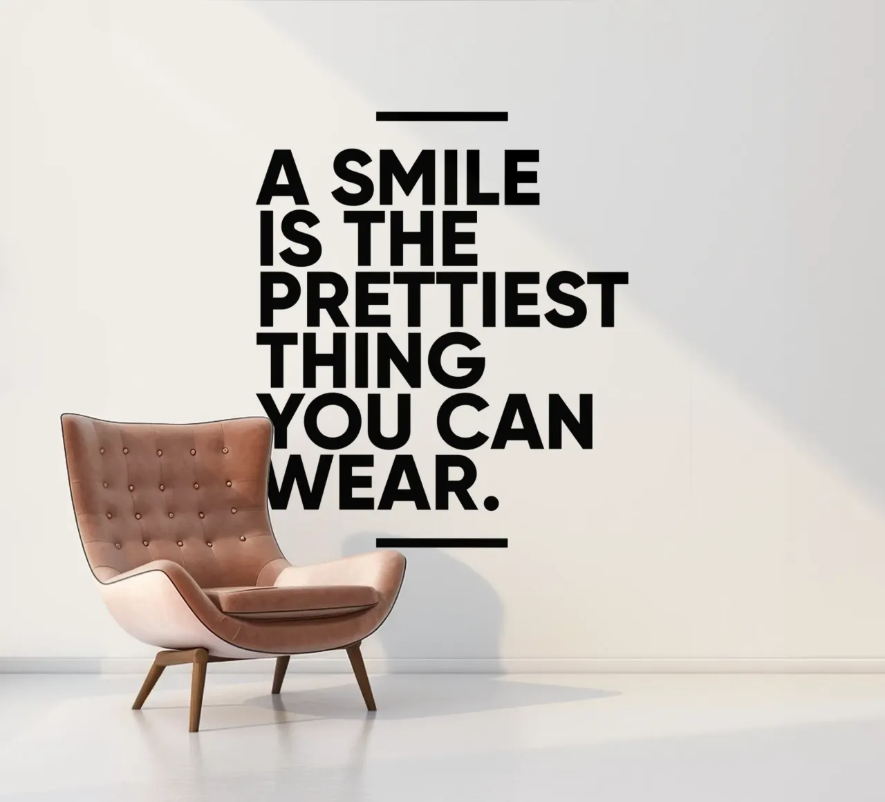 Een glimlach is het mooiste wat je kunt dragen | Motivatie fotobehang van Inspirify