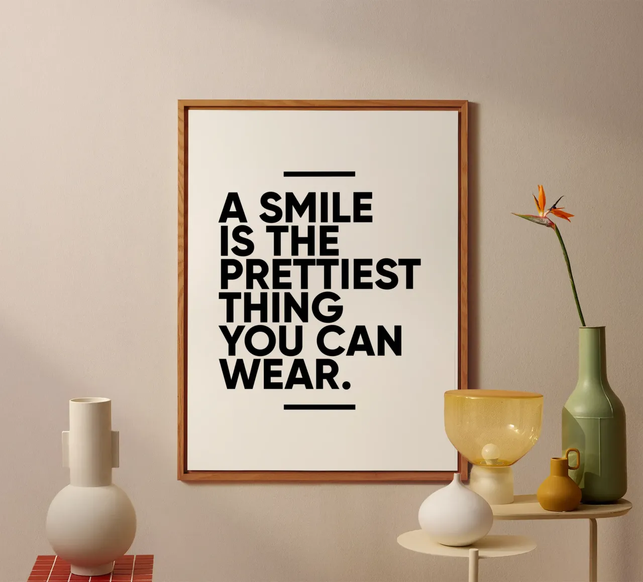 Een glimlach is het mooiste wat je kunt dragen | Motivatie forex-plaat van Inspirify