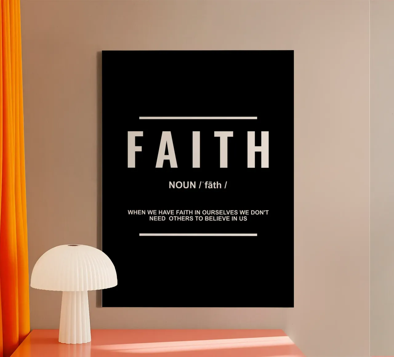 Glaube Definition | Motivationszitat Leinwand mit Schattenfugenrahmen von Inspirify