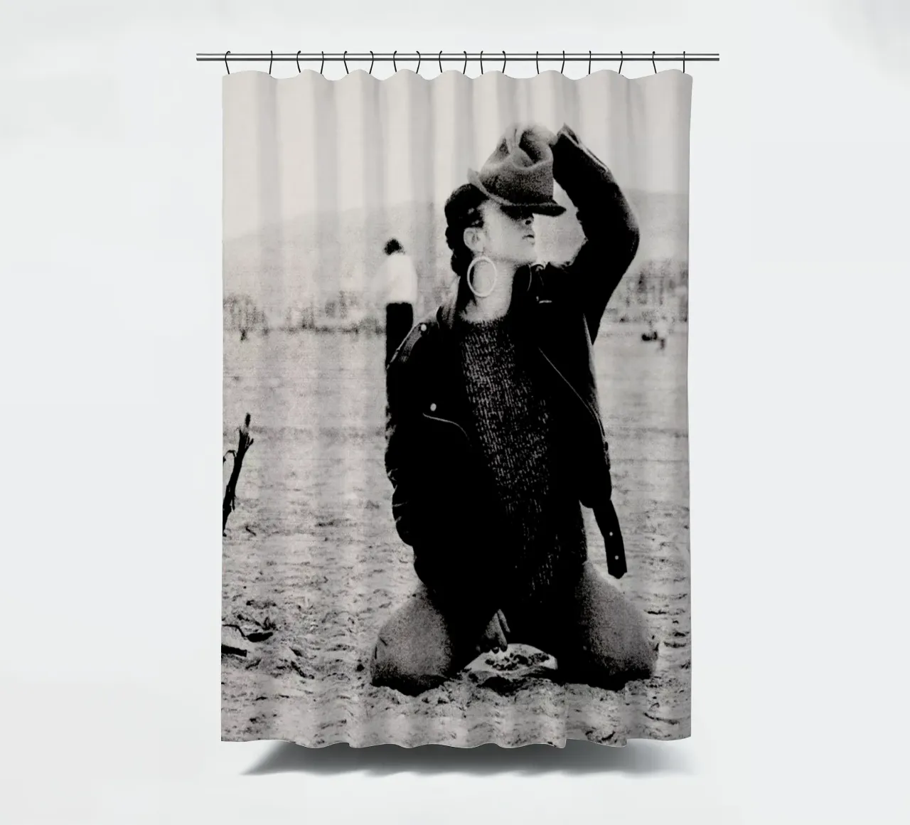 Not Afraid But shower curtain by Sophie Etchart