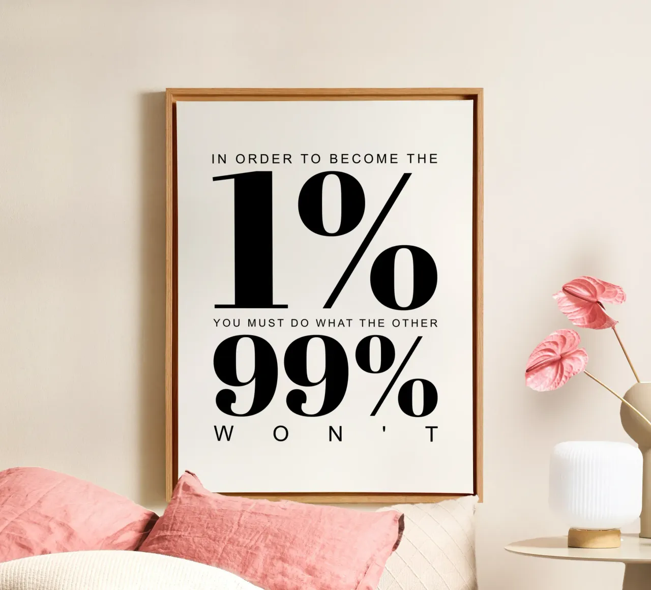 Um die 1% zu werden | Motivationszitat Leinwand mit Schattenfugenrahmen von Inspirify