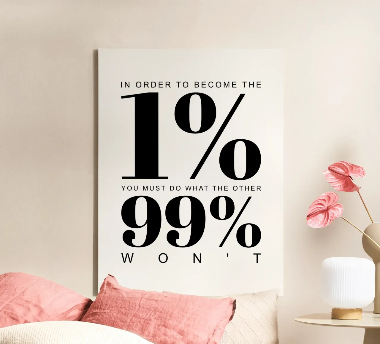 Um die 1% zu werden | Motivationszitat Leinwand mit Schattenfugenrahmen von Inspirify