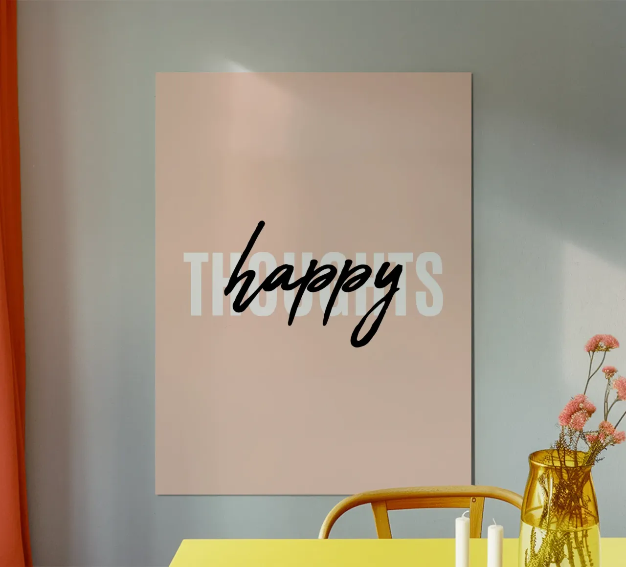 Pensamientos felices | Cita positiva poster con marco de plástico de Inspirify