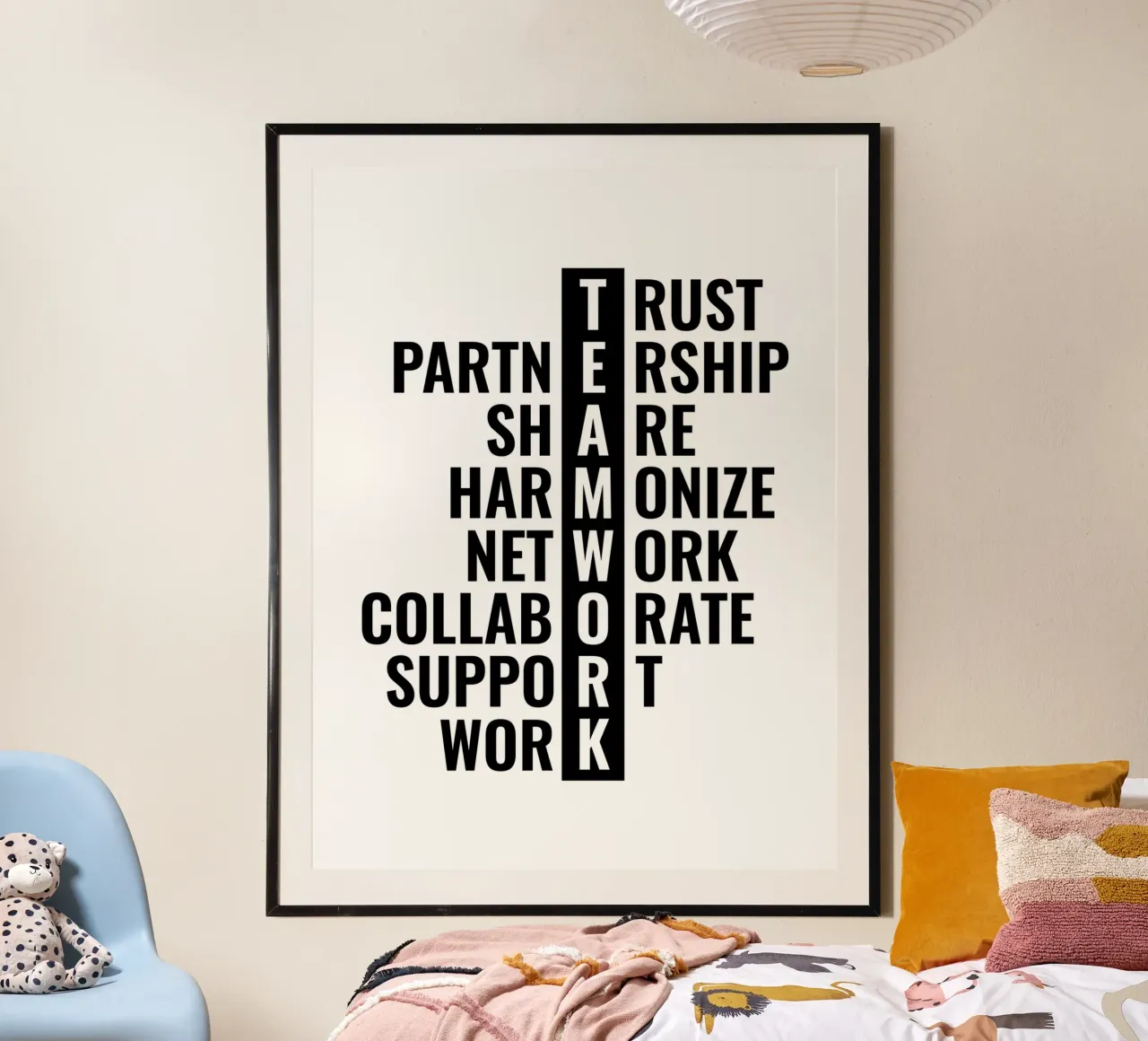 Definizione di lavoro di squadra | Citazione motivazionale poster con telaio in plastica da Inspirify