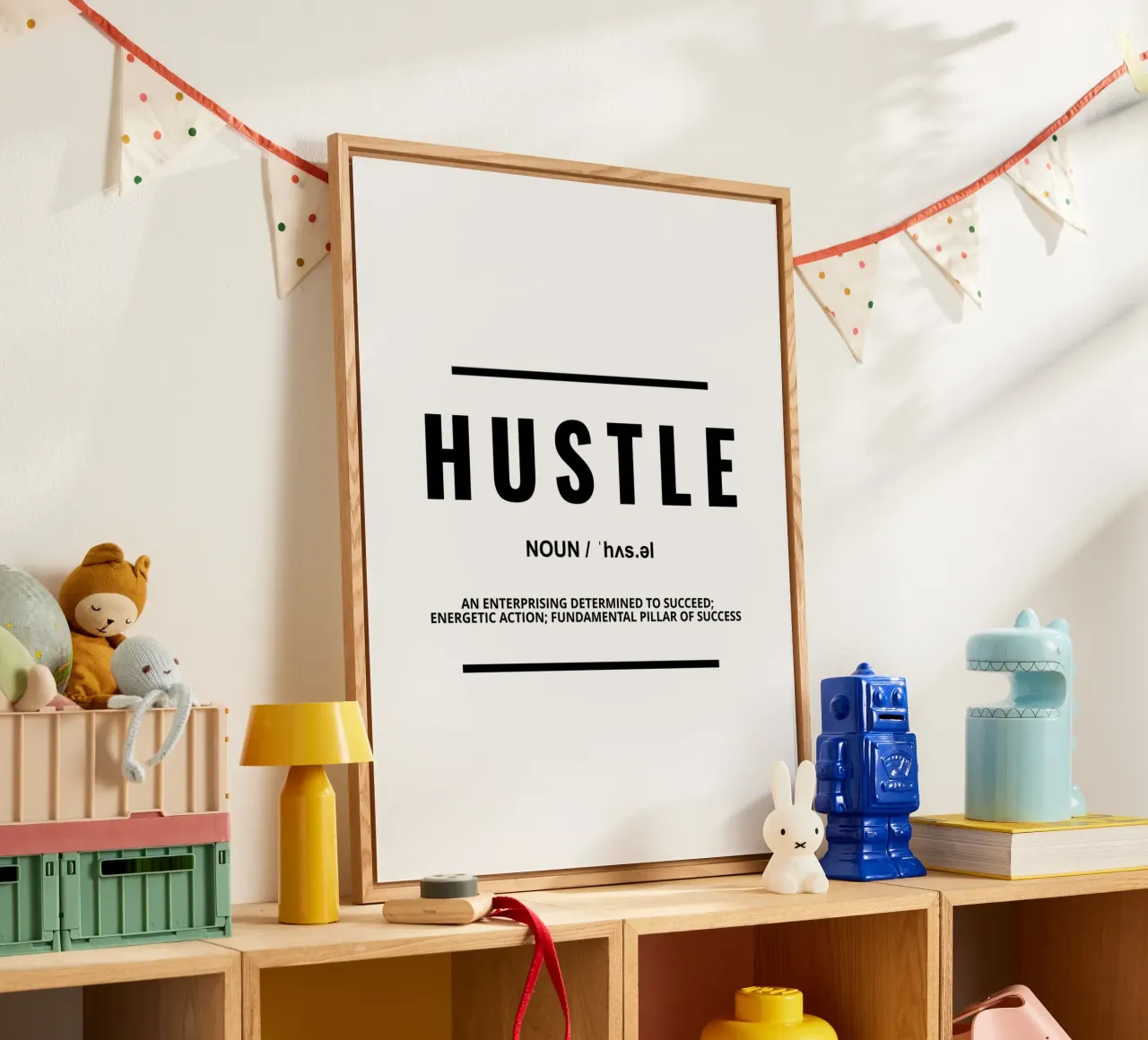 Hustle Definition | Cita motivadora metacrilato de Inspirify