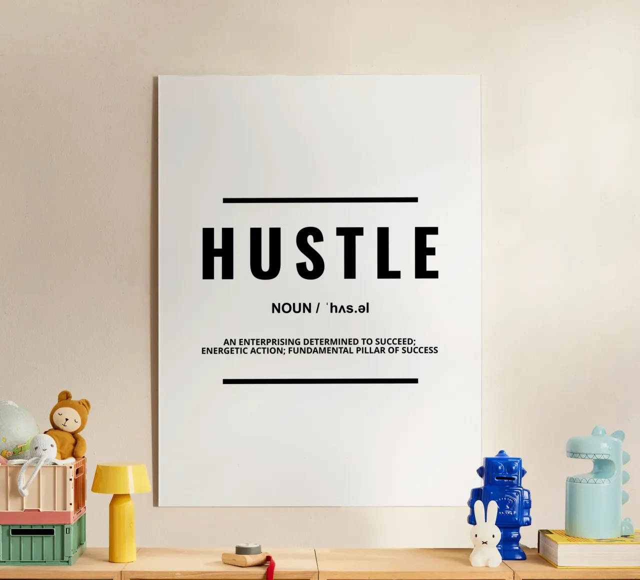 Hustle Definition | Cita motivadora metacrilato de Inspirify