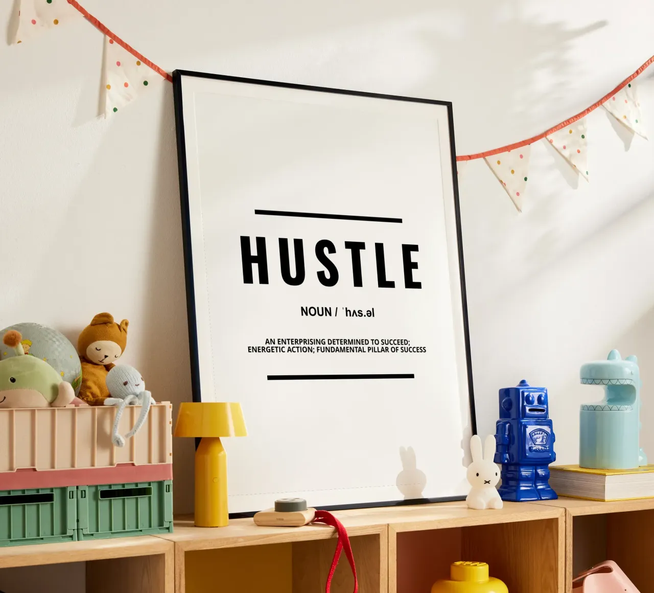 Definizione di fretta e citazione motivazionale poster con telaio in legno da Inspirify