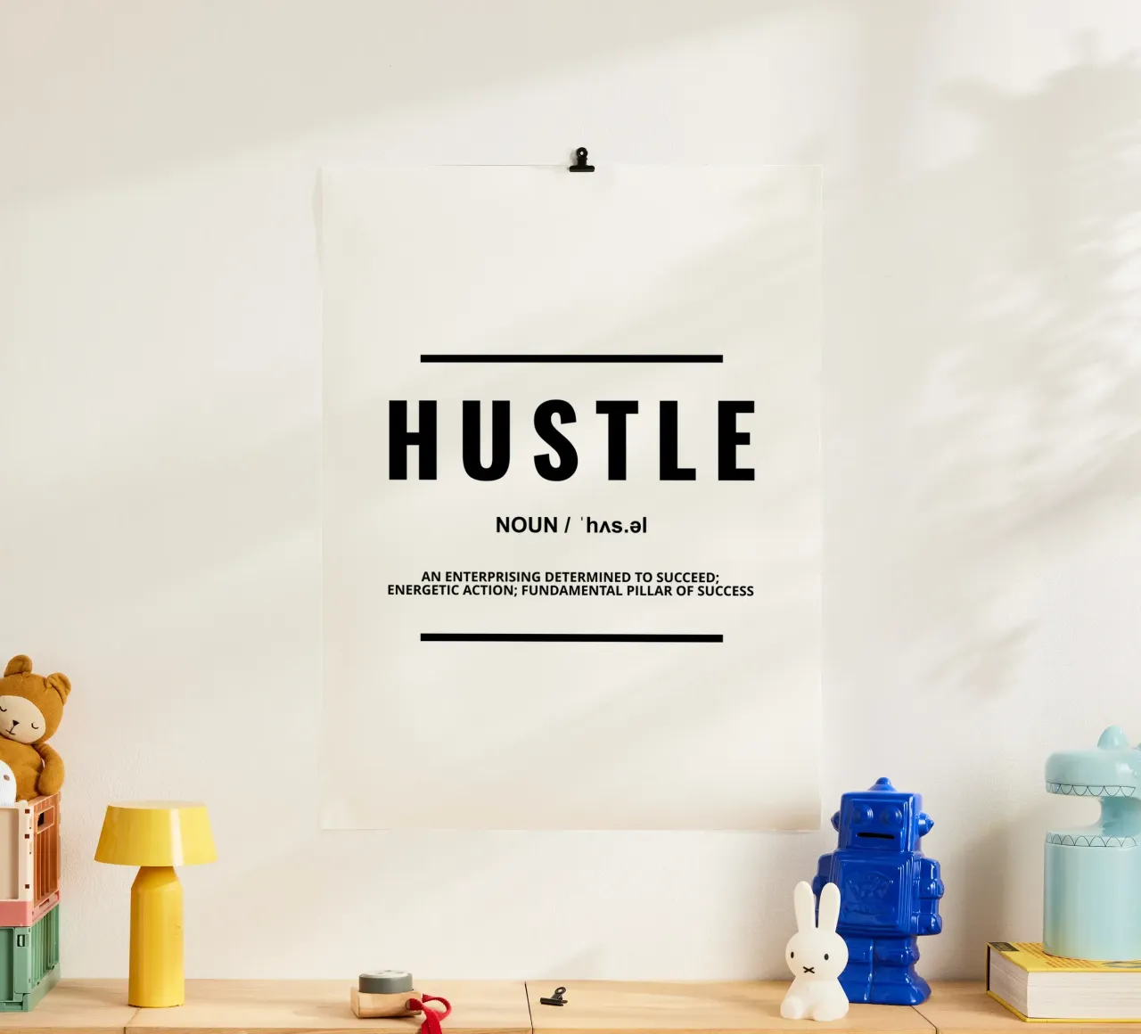 Definizione di fretta e citazione motivazionale poster con telaio in legno da Inspirify