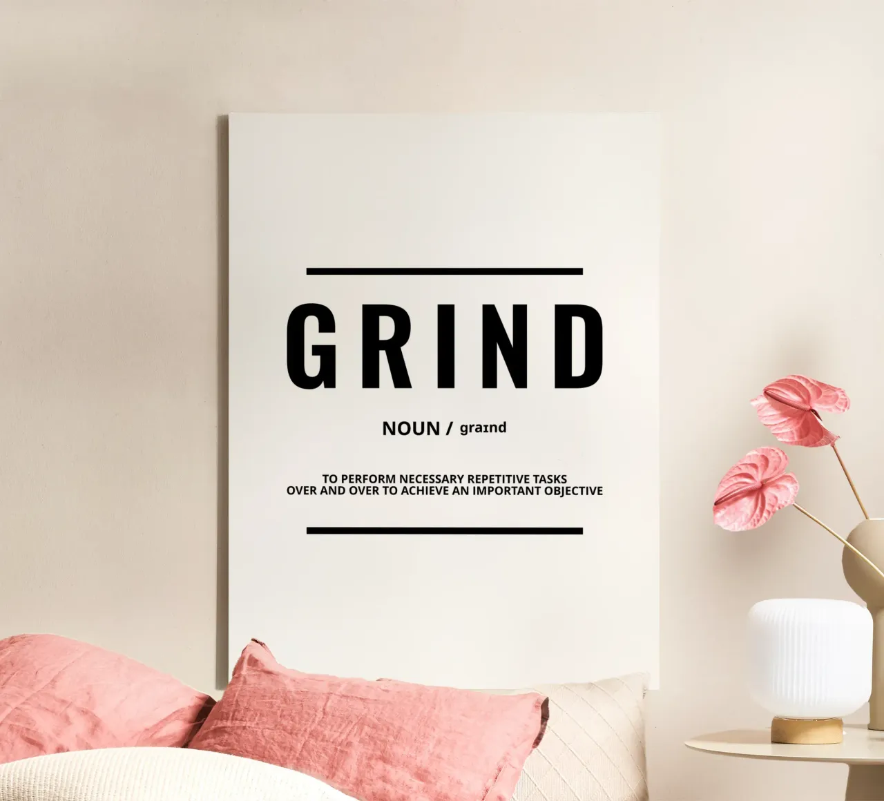 Grind Definition | Motivational Quote canvas with Floater frame by Inspirify